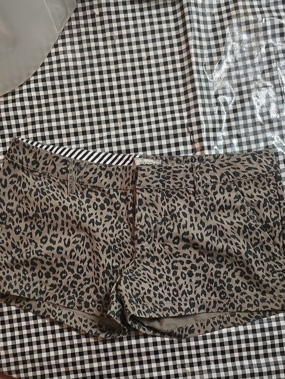 Volcom Leopard Print Shorts in Taupe and Black